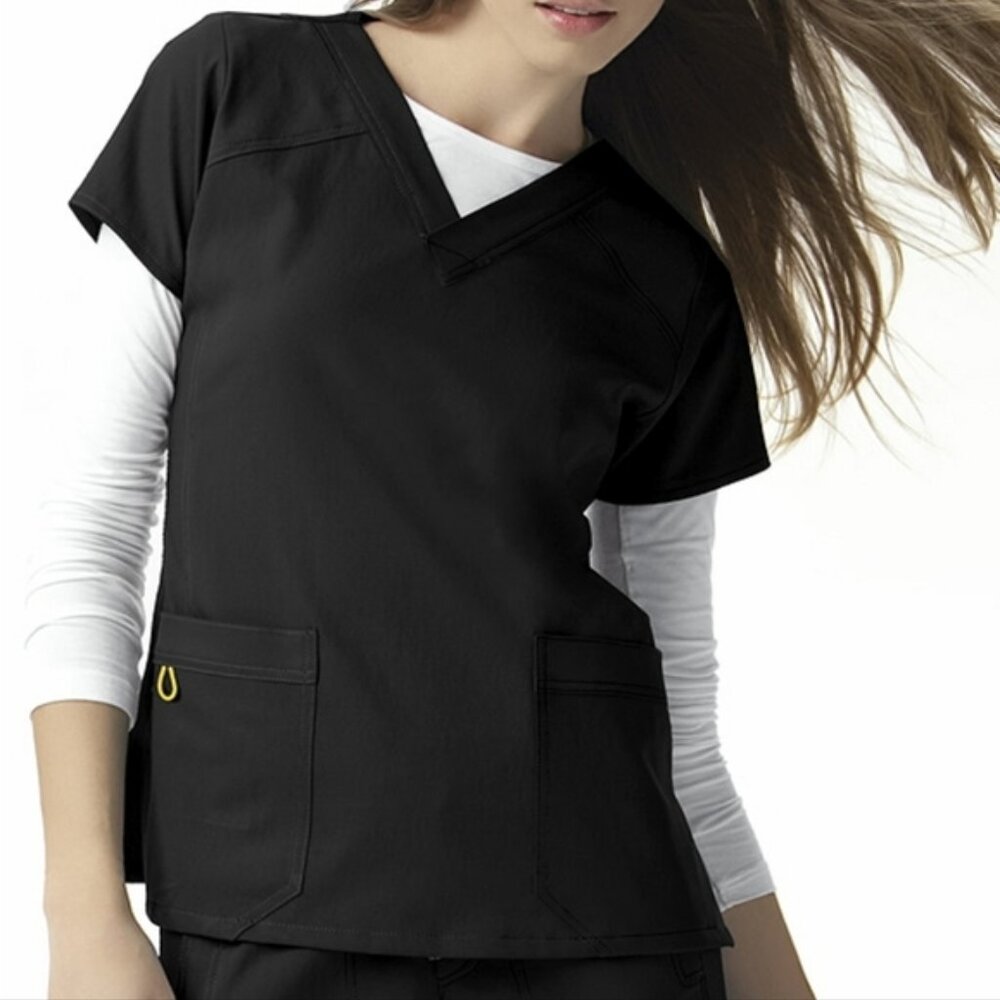 WonderWink 4-way-stretch V-Neck Black Small Scrub Top